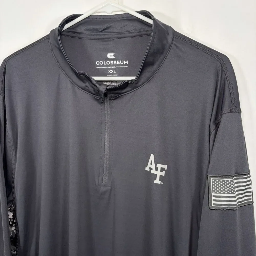 Air Force Falcons Colosseum 1/4 Zip Pullover Mens 2XL Gray Operation Hat Trick